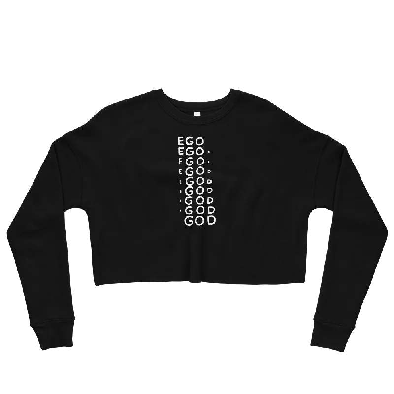Ego Graphic Crop Sweatshirt Hoodie with Patch Decorative Personalized
