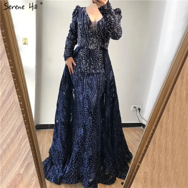 Serene Hill Dubai Blue Mermaid Deep-V Crystal Sexy Long Sleeves Luxury Party Dresses Formal Women Evening 2024 Plus Size LA70223 Tunics Yoga stretchy Serene Hill Dubai Blue Mermaid Deep-V Crystal Sexy Long Sleeves Luxury Party Dresses Formal Women Evening 2024 Plus Size LA70223 Tunics Yoga stretchy