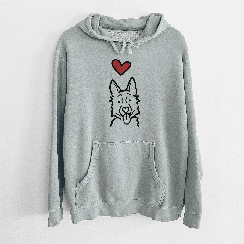 Love Always German Shepherd - Unisex Pigment Dyed Hoodie Hoodie with Hem Raw Edge Edgy Unfinished Love Always German Shepherd - Unisex Pigment Dyed Hoodie Hoodie with Hem Raw Edge Edgy Unfinished