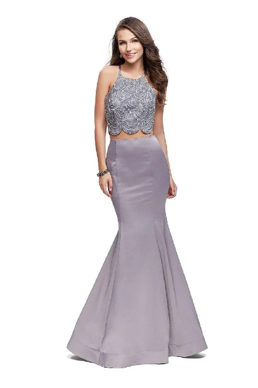 La Femme 26035 - Beaded Satin Mermaid Dress Tunics Timeless classic