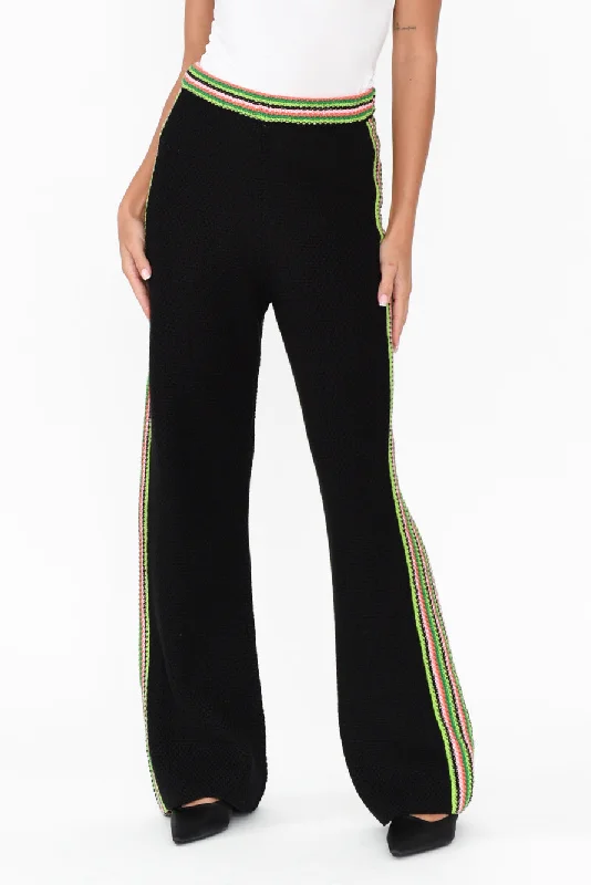 Two Loves Black Cotton Blend Pants Comfortable Pleated Pants