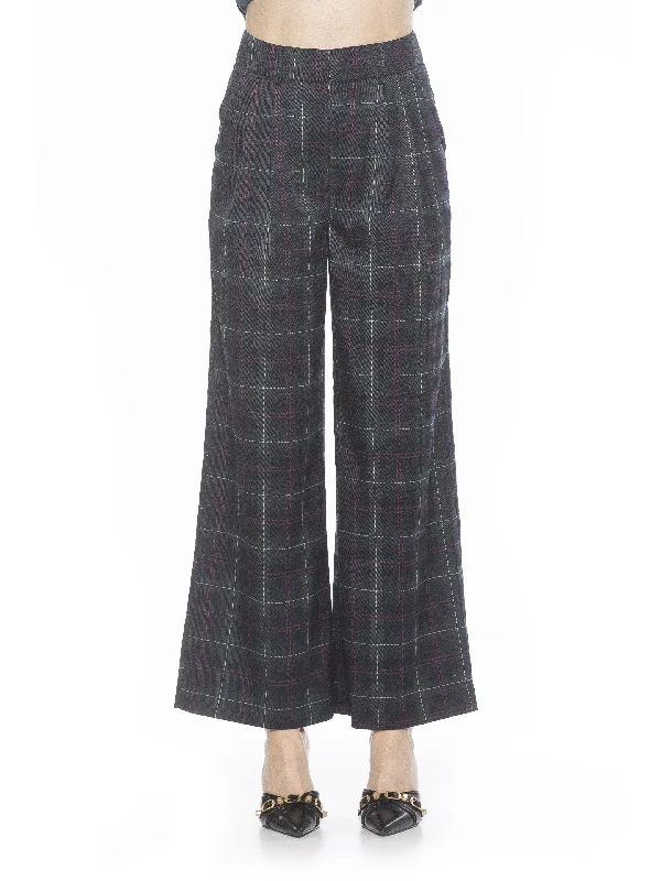 Elodie Plaid Pants Chic Faux Leather Pants