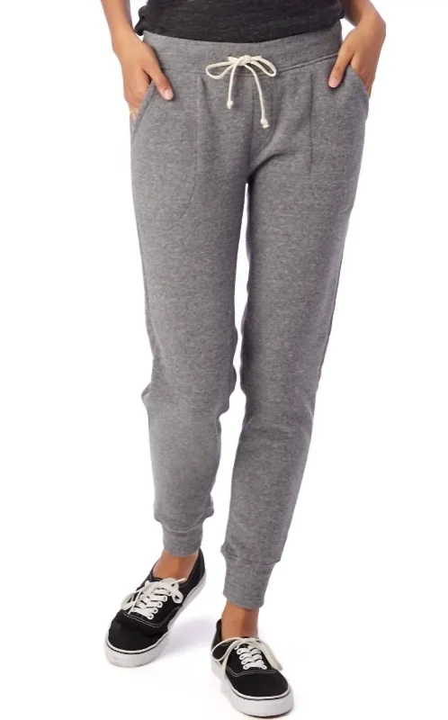 Fleece Jogger Pant In Grey Warm Wool Trousers