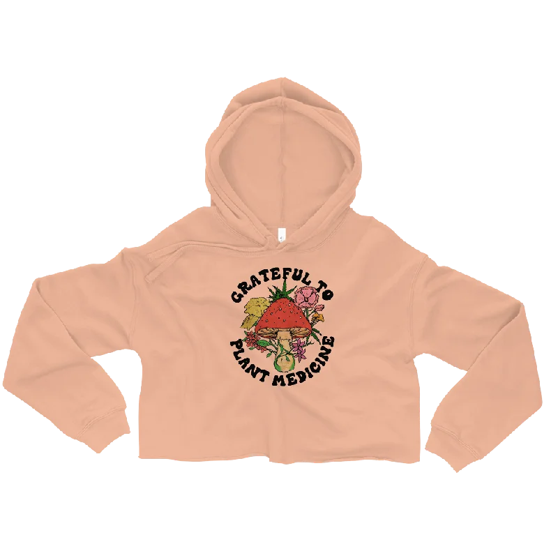 Grateful To Plants Graphic Crop Hoodie Hoodie with Hem Detail Decorative Unique