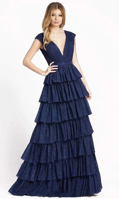 Ieena Duggal 49287 - Deep V-neck Tiered Dress Tunics Versatile all-occasion