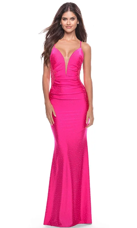 La Femme 31436 - V-Neck Dress Square Neckline Feminine