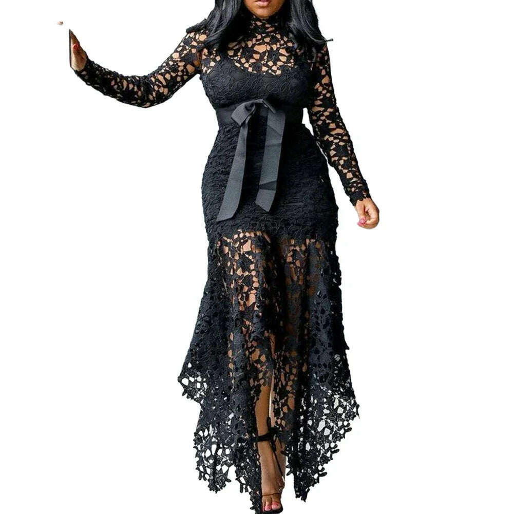 Women Vintage Party Dress Sexy Black Lace Long Dress Prom Evening Party Dress Bodycon Plus Size Lace Solid Color Elegant Dress Tunics Winter warm Women Vintage Party Dress Sexy Black Lace Long Dress Prom Evening Party Dress Bodycon Plus Size Lace Solid Color Elegant Dress Tunics Winter warm