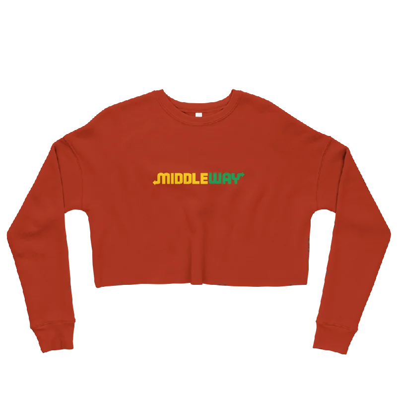 Middle Way Graphic Crop Sweatshirt Hoodie with Drop Shoulder Relaxed Streetwear