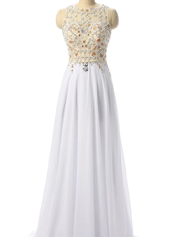 White Beading Prom Dresses Beaded Prom Dress Formal Party Dress Evening Gowns Pleated Skirt Elegant