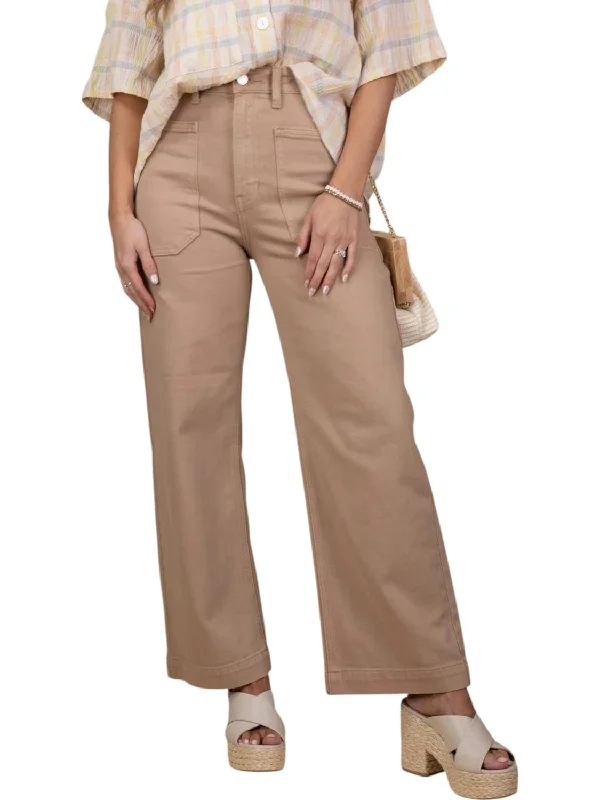 Zara Wide Leg Utility Pants In Brown High-Waist Trousers