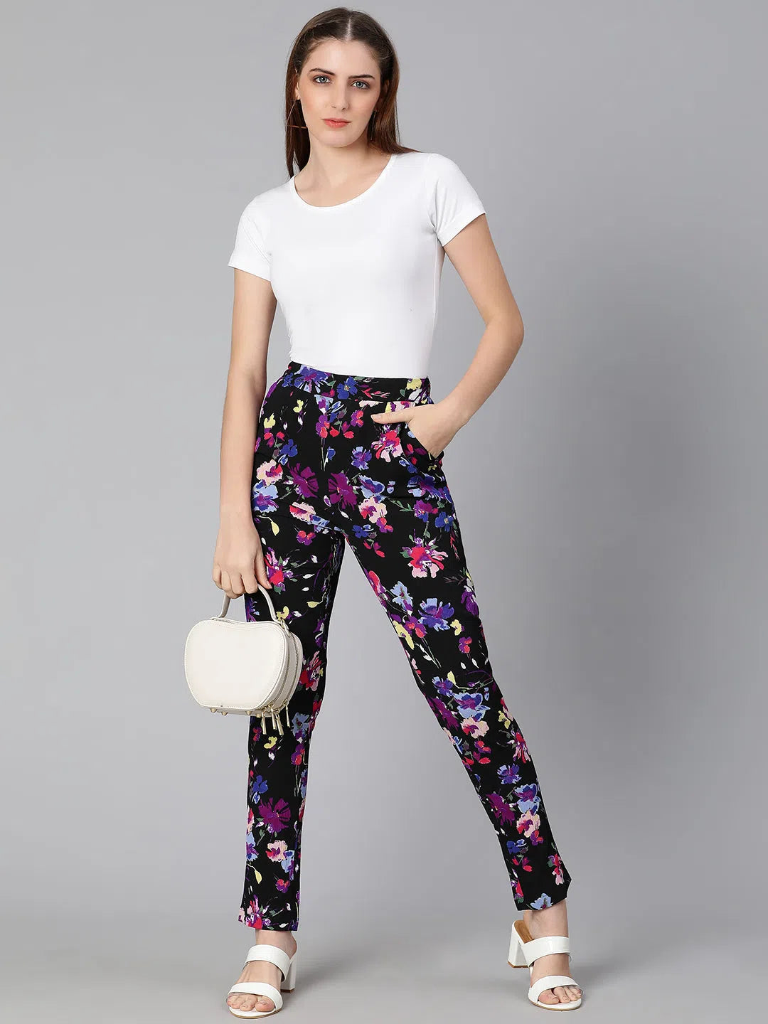 Glanced of florals elasticated women pant Casual Lounge Pants