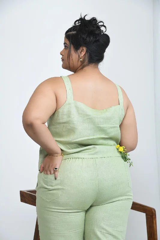 Sustainable Hemp Side Slit Pants | Pistachio Elegant Dress Pants