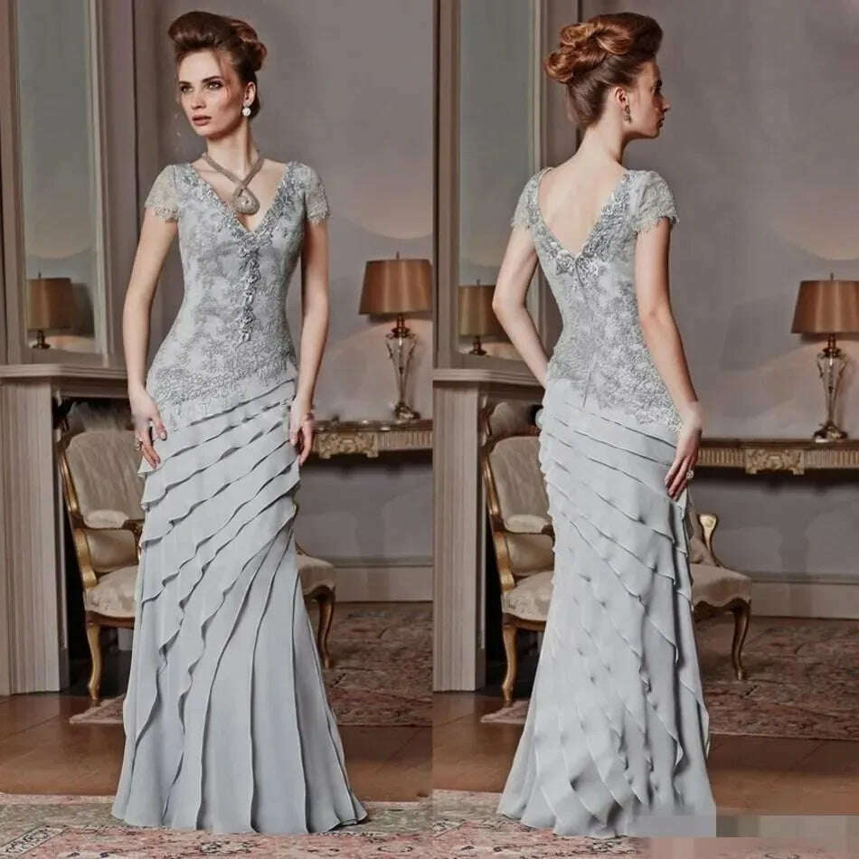 Lace Applique Mother of the Bride Dress Short Sleeve Floor-Length Ruffle Evening Gown elegant party dresses for women 2024 Tunics Fashionable trendy Lace Applique Mother of the Bride Dress Short Sleeve Floor-Length Ruffle Evening Gown elegant party dresses for women 2024 Tunics Fashionable trendy