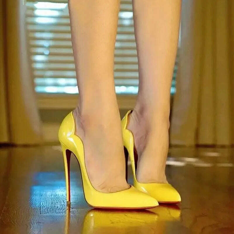 Yellow Curl Upper Women Patent Pointed Toe Stiletto 12cm High Heels Sexy Ladies Party Dress Shoes Club Dance Pumps Plus Size Tunics Hiking breathable Yellow Curl Upper Women Patent Pointed Toe Stiletto 12cm High Heels Sexy Ladies Party Dress Shoes Club Dance Pumps Plus Size Tunics Hiking breathable