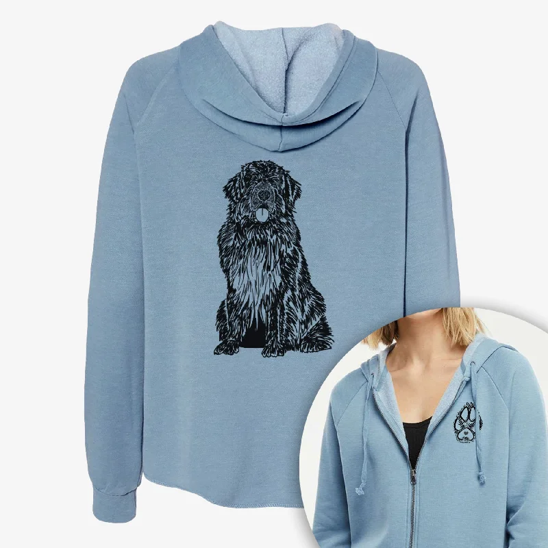 Doodled Newfoundland - Women's Cali Wave Zip-Up Sweatshirt Hoodie with Magnetic Closure Innovative Modern Doodled Newfoundland - Women's Cali Wave Zip-Up Sweatshirt Hoodie with Magnetic Closure Innovative Modern