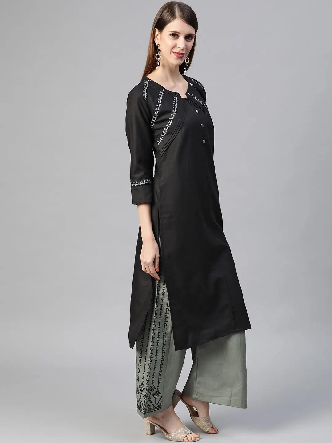 Ahika Women Cotton Black Ethnic Motifs Printed Straight Kurta Pant Set Cozy Maternity Pants Ahika Women Cotton Black Ethnic Motifs Printed Straight Kurta Pant Set Cozy Maternity Pants