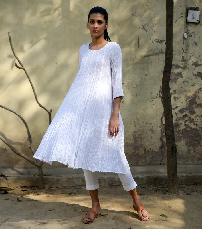 Crinkled cotton kurta with pants Relaxed Fit Trousers