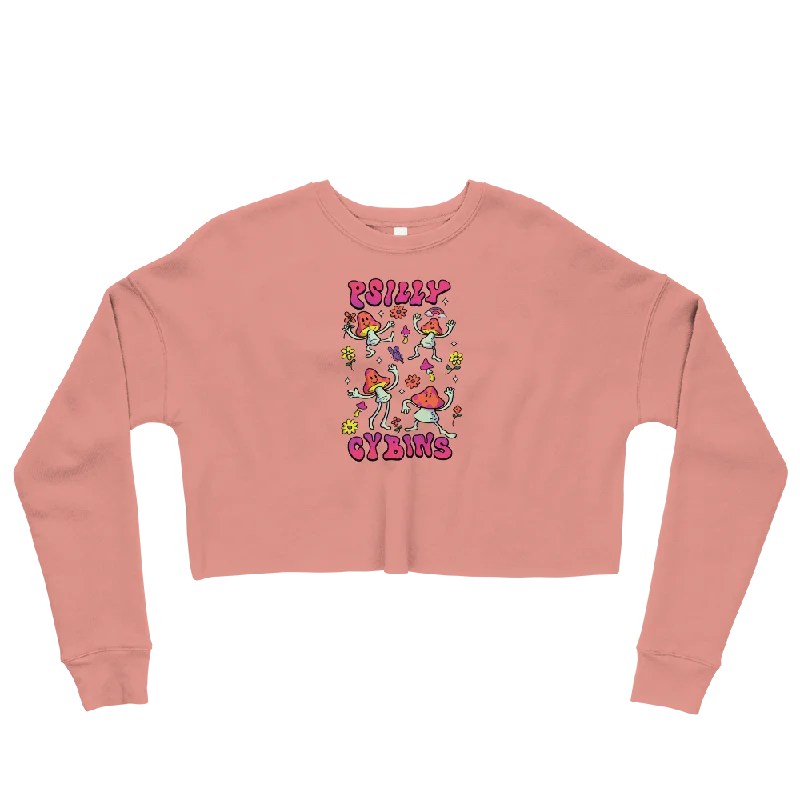 Psi~ Cybins Graphic Crop Sweatshirt Hoodie with Logo Branding Identity