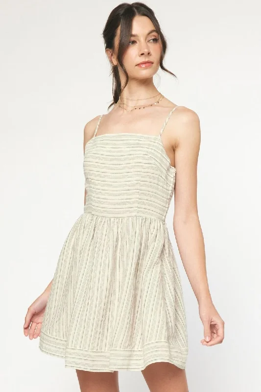 World Traveler Dress || Black Stripe or Red Stripe Halter Neckline Beach