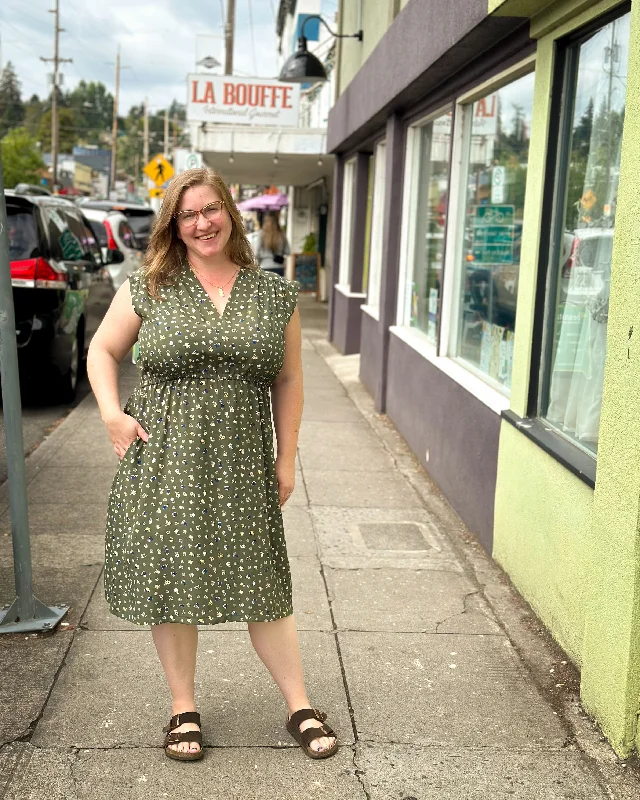 Monica Dress in Sage Floral Maxi Flowy Bohemian