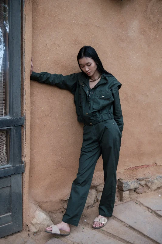 The Terra Tribe Deep Green Sandra Straight Pants Wide-Legged Palazzos
