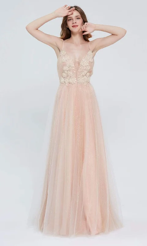 J'Adore Dresses J20008 - Glittered Ballgown Halter Neckline Beach