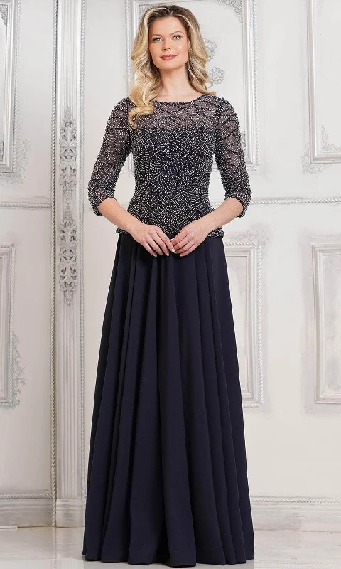 Marsoni by Colors MV1319-1 - Jewel Neck A-Line Long Dress Off-the-shoulder Chic Trendy