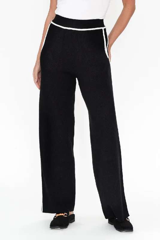 Savon Black Trim Knit Pants Stylish Harem Pants