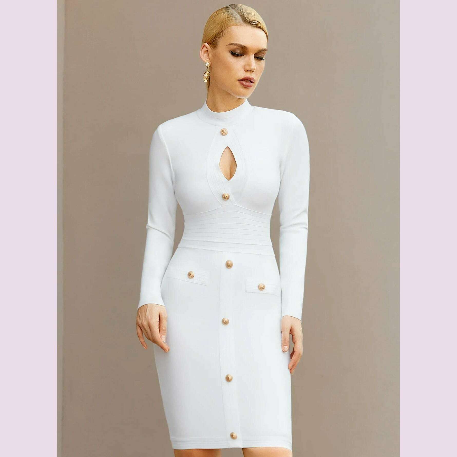 Adyce New Arrivals Women White Long Sleeve Bodycon Bandage Celebrity Party Dress Sexy Hollow Out Buttons Club Runway Dress 2024 Tunics Versatile stylish Adyce New Arrivals Women White Long Sleeve Bodycon Bandage Celebrity Party Dress Sexy Hollow Out Buttons Club Runway Dress 2024 Tunics Versatile stylish
