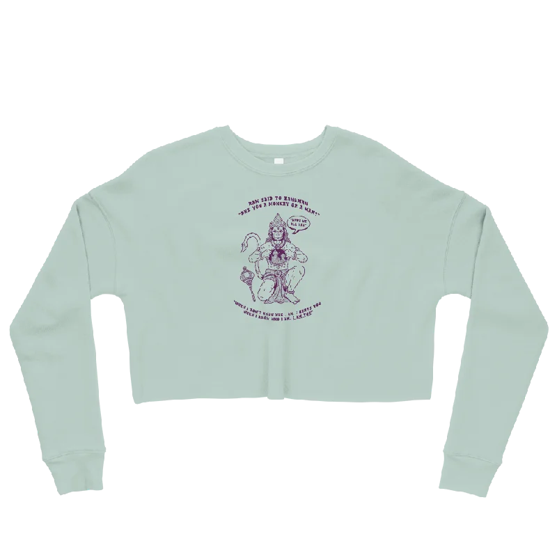 Here We All Are Graphic Crop Sweatshirt Hoodie with Hem Applique Textured Unique