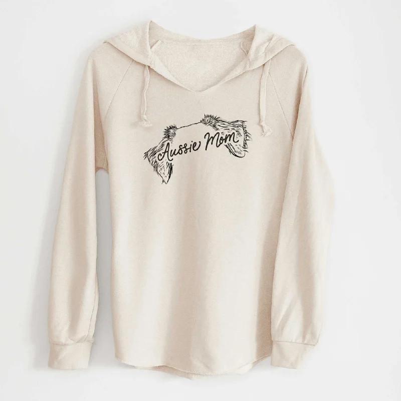 Australian Shepherd Mom - Cali Wave Hooded Sweatshirt Hoodie with Velcro Closure Adjustable Secure Australian Shepherd Mom - Cali Wave Hooded Sweatshirt Hoodie with Velcro Closure Adjustable Secure