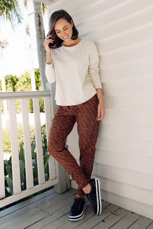 Jordan Rust Abstract Drawstring Pants Cozy Lounge Pants