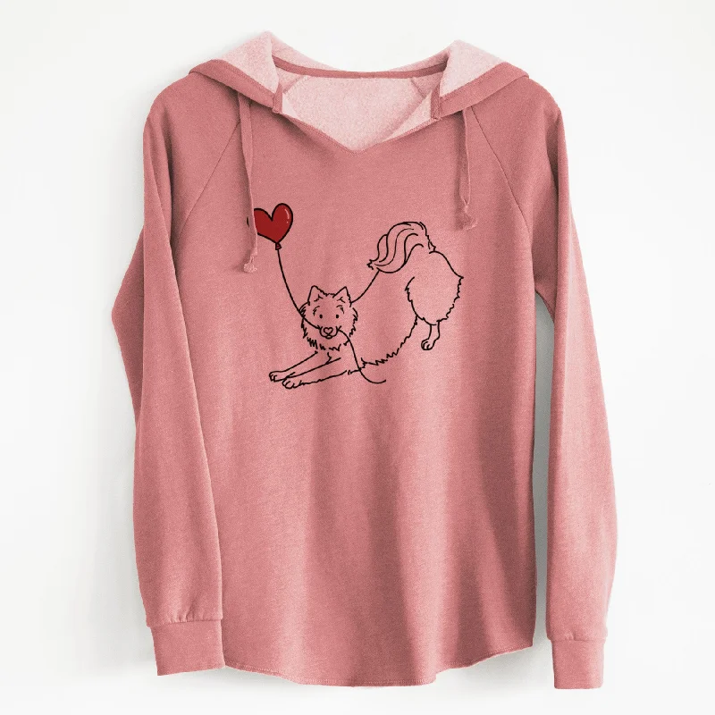 American Eskimo Heart String - Cali Wave Hooded Sweatshirt Hoodie with Drawcord Adjustable Secure