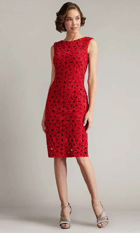 Tadashi Shoji CFZ1419M - Reva Embroidered Bateau Formal Shift Dress Tunics Satin smooth