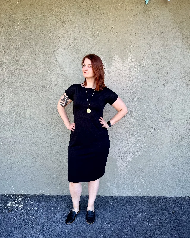 Demi Dress In Black Organic Cotton Tunics Handmade artisanal