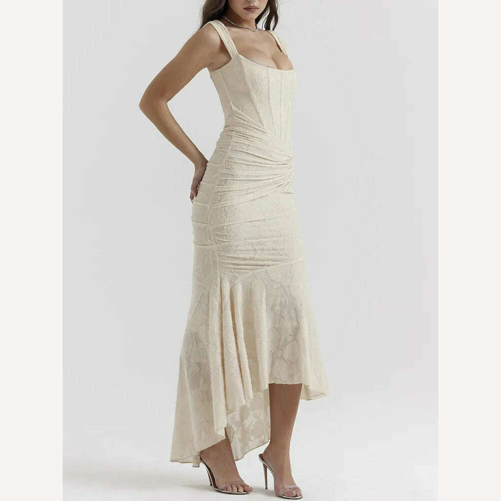 DEAT Elegant Dress Slip Fishbone Girdling Pleated Mermaid Solid Women's Evening Party Dresses 2024 Summer New Fashion 35Z518 Peplum Ruffle Cocktail DEAT Elegant Dress Slip Fishbone Girdling Pleated Mermaid Solid Women's Evening Party Dresses 2024 Summer New Fashion 35Z518 Peplum Ruffle Cocktail