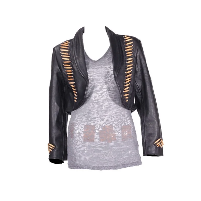 Ladies Balero Jacket with Bone & Studs Zip Front Button Front Snap Front