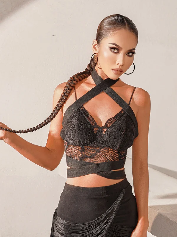 ZYM Dance Style Lace Is More Top #2207 Black Lace Latin Practice Crop Top with V-Neckline and Cross Strap Detailing PRA 915 in Stock Cashmere Blend Cotton Blend Poly Blend ZYM Dance Style Lace Is More Top #2207 Black Lace Latin Practice Crop Top with V-Neckline and Cross Strap Detailing PRA 915 in Stock Cashmere Blend Cotton Blend Poly Blend