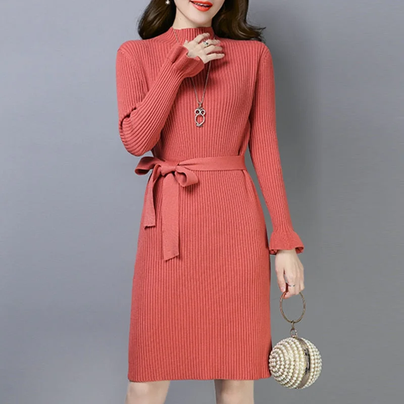 Korean Fashion Woman Sweater Dress Elegant Women Knitted Pullover Dress Plus Size Winter Dresses Woman Bodycon Dresses Vestidos Bateau Neck Pullover Korean Fashion Woman Sweater Dress Elegant Women Knitted Pullover Dress Plus Size Winter Dresses Woman Bodycon Dresses Vestidos Bateau Neck Pullover