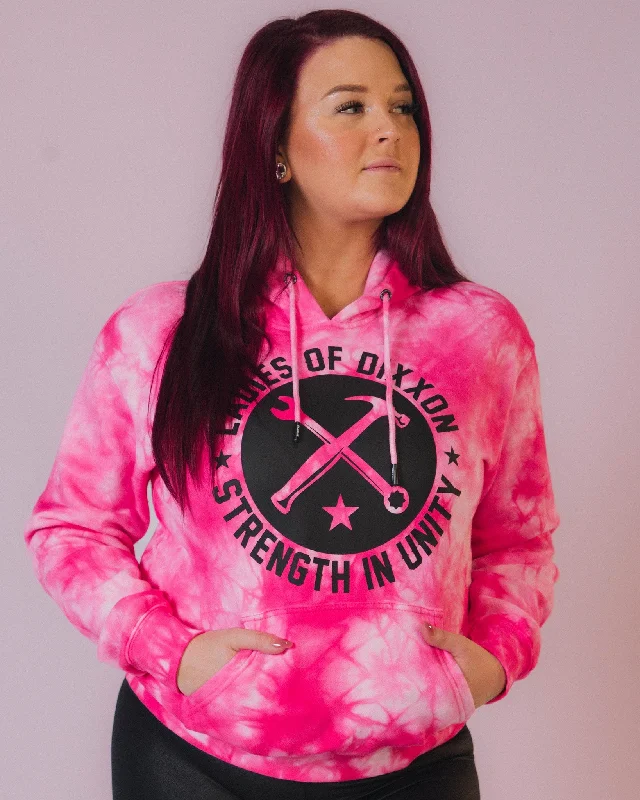 Women's Ladies of Dixxon Tie Dye Pullover Hoodie - Pink Soft Wool Sweater