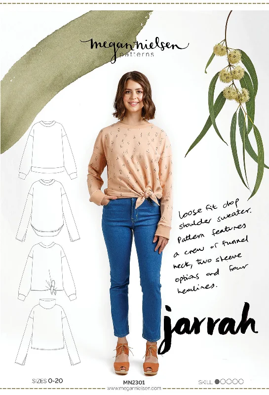 Jarrah Sweater - Sewing Pattern | Megan Nielsen Houndstooth Herringbone Solid