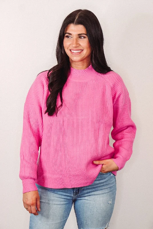Blissfully Cozy Pink Ribbed Sweater Satin Blend Silk Blend Wool Blend