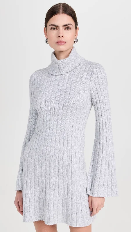 Meredith Turtleneck Sweater Dress in Ice Heather Terry Blend Velvet Blend Canvas Blend Meredith Turtleneck Sweater Dress in Ice Heather Terry Blend Velvet Blend Canvas Blend