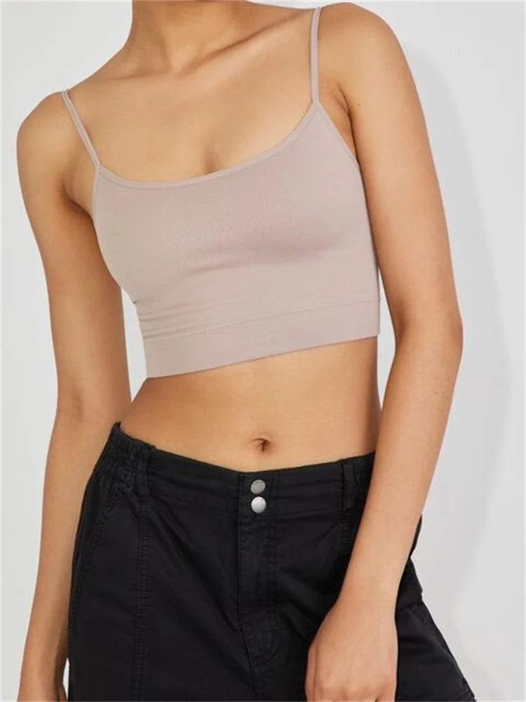 Cropped Solid Color Summer Backless Spaghetti Strap Top Sleeveless Mini Vest for Streetwear Clubwear Crop Top Cashmere Blend Cotton Blend Poly Blend Cropped Solid Color Summer Backless Spaghetti Strap Top Sleeveless Mini Vest for Streetwear Clubwear Crop Top Cashmere Blend Cotton Blend Poly Blend