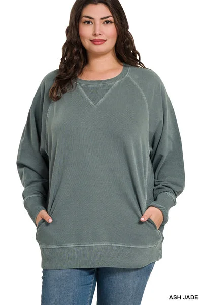 Ash Jade French Terry Pullover PLUS Surplice Neck Pullover