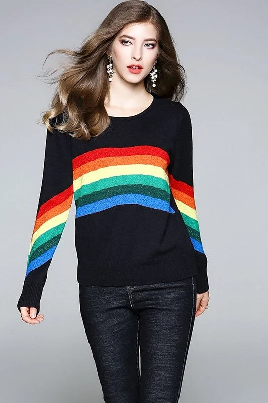 Rainbow Sweater W/ Silver Thread Cotton Fabric Linen Fabric Terry Fabric