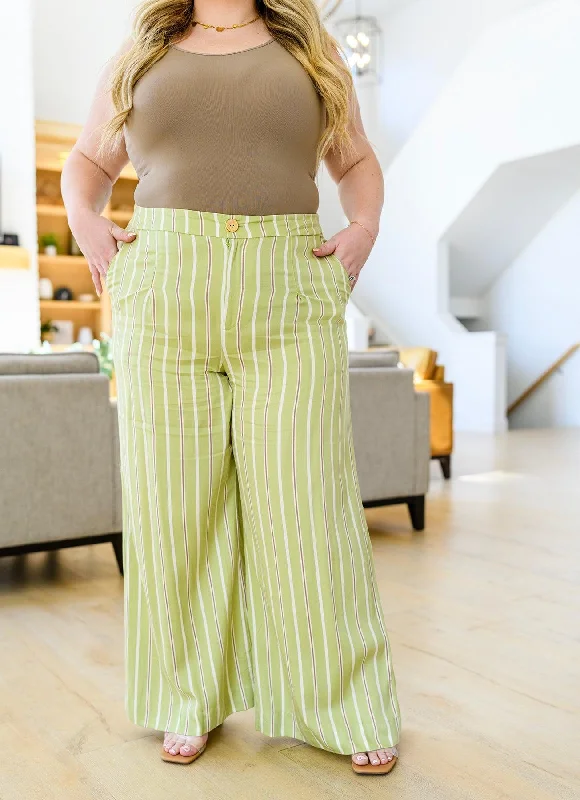 Hazel Blues® | Never Underrated Striped Wide Leg Trousers Trousers Party Sparkling