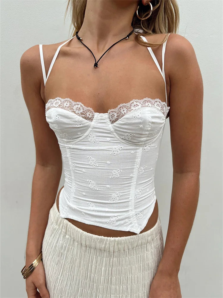 Summer Sleeveless Strap Y2K for Women Sexy Lace Patchwork V-neck Cropped Mini Vest Streetwear 2024 Crop Top Print Jacquard Patchwork Summer Sleeveless Strap Y2K for Women Sexy Lace Patchwork V-neck Cropped Mini Vest Streetwear 2024 Crop Top Print Jacquard Patchwork
