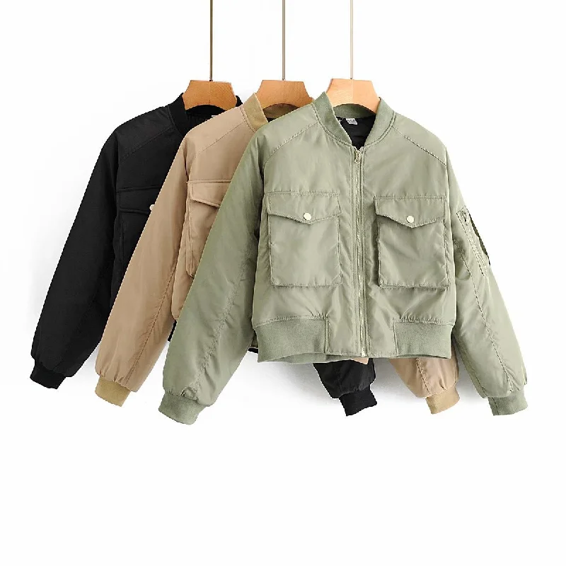 Fashion Cotton Jacket Coats for Women Zip Front Button Front Snap Front