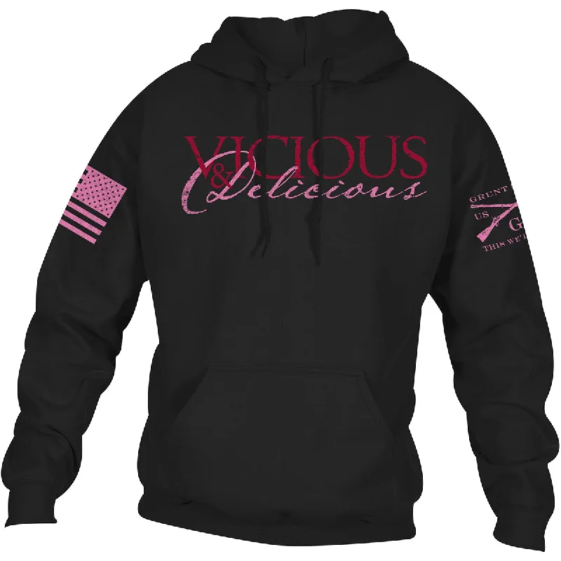 Grunt Style Vicious & Delicious Pullover Hoodie - Black Chunky Knit Pullover